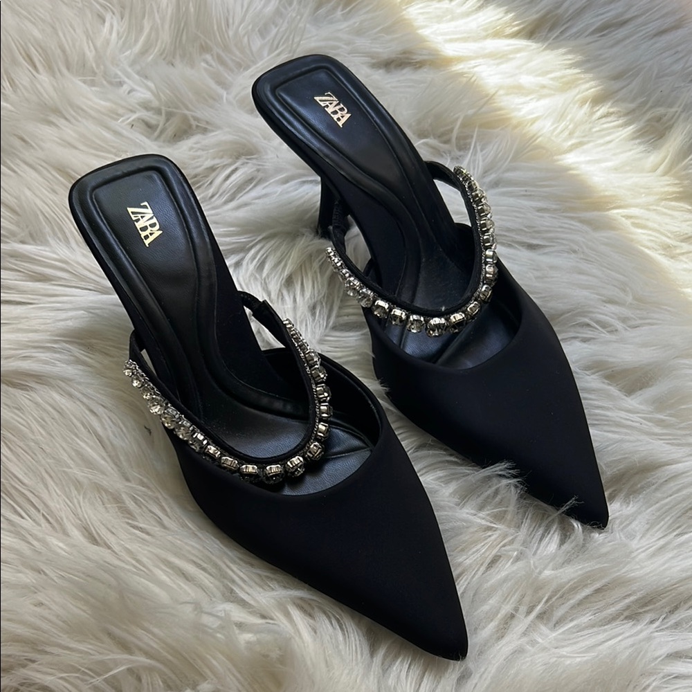 Zara Rhinestone Mules